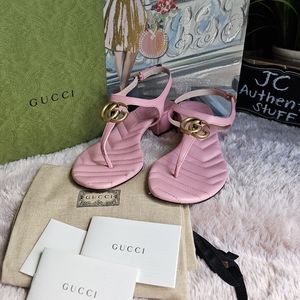 Gucci Women's Pink Double G Leather Sandals in size 37.5 Brand new in a box
